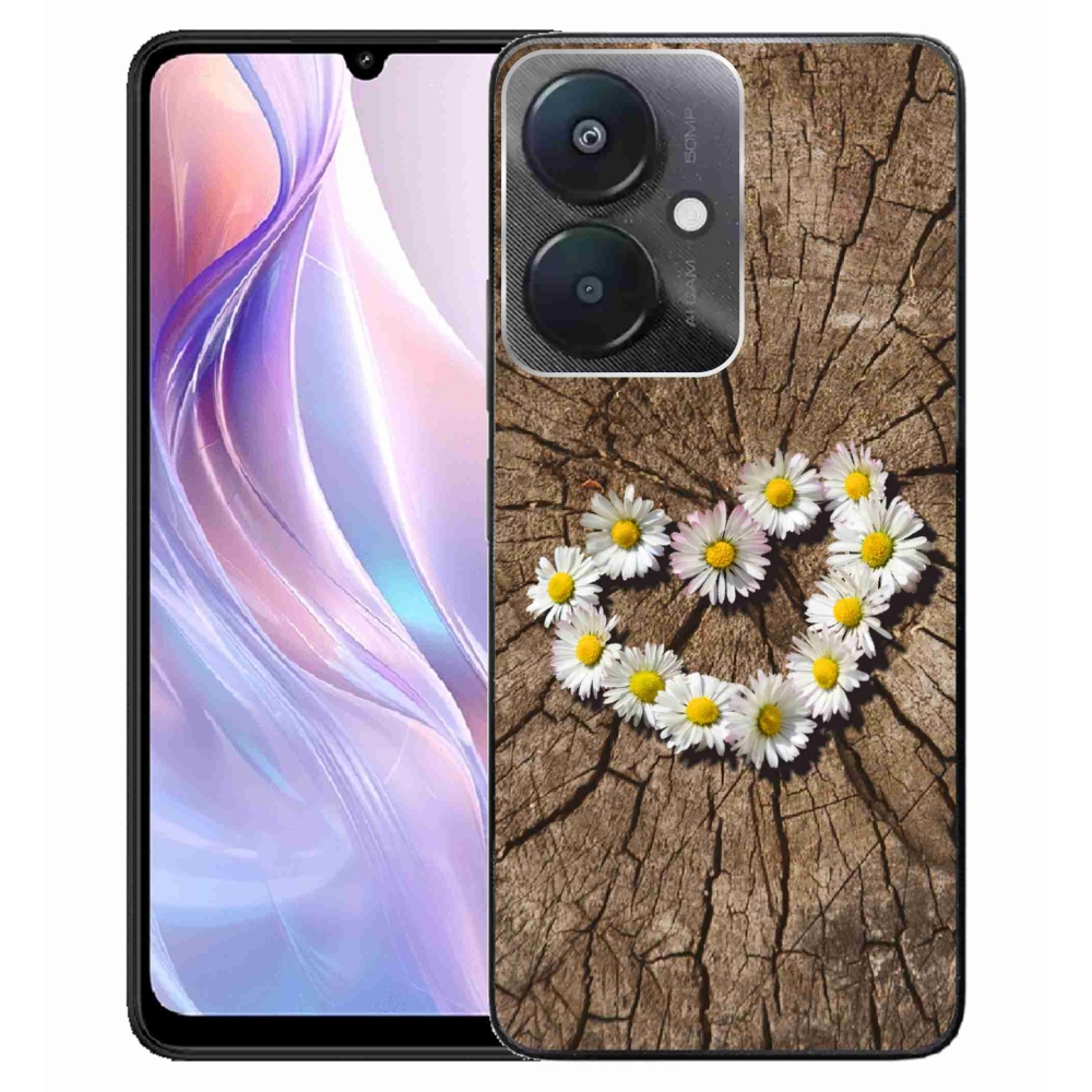 Gelový kryt mmCase na Xiaomi Redmi 13C 5G - srdce z kopretin