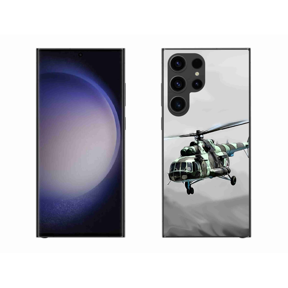 Gelový kryt mmCase na Samsung Galaxy S23 Ultra 5G - vojenský vrtulník