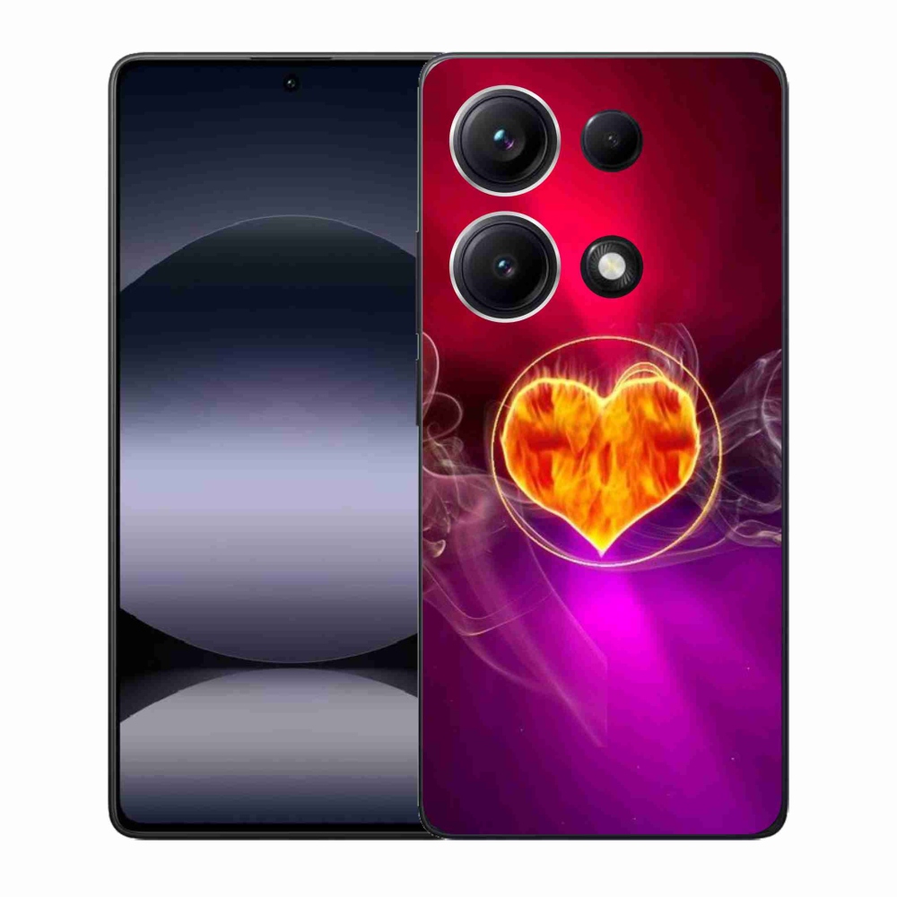 Gelový kryt mmCase na Xiaomi Redmi Note 14S - ohnivé srdce