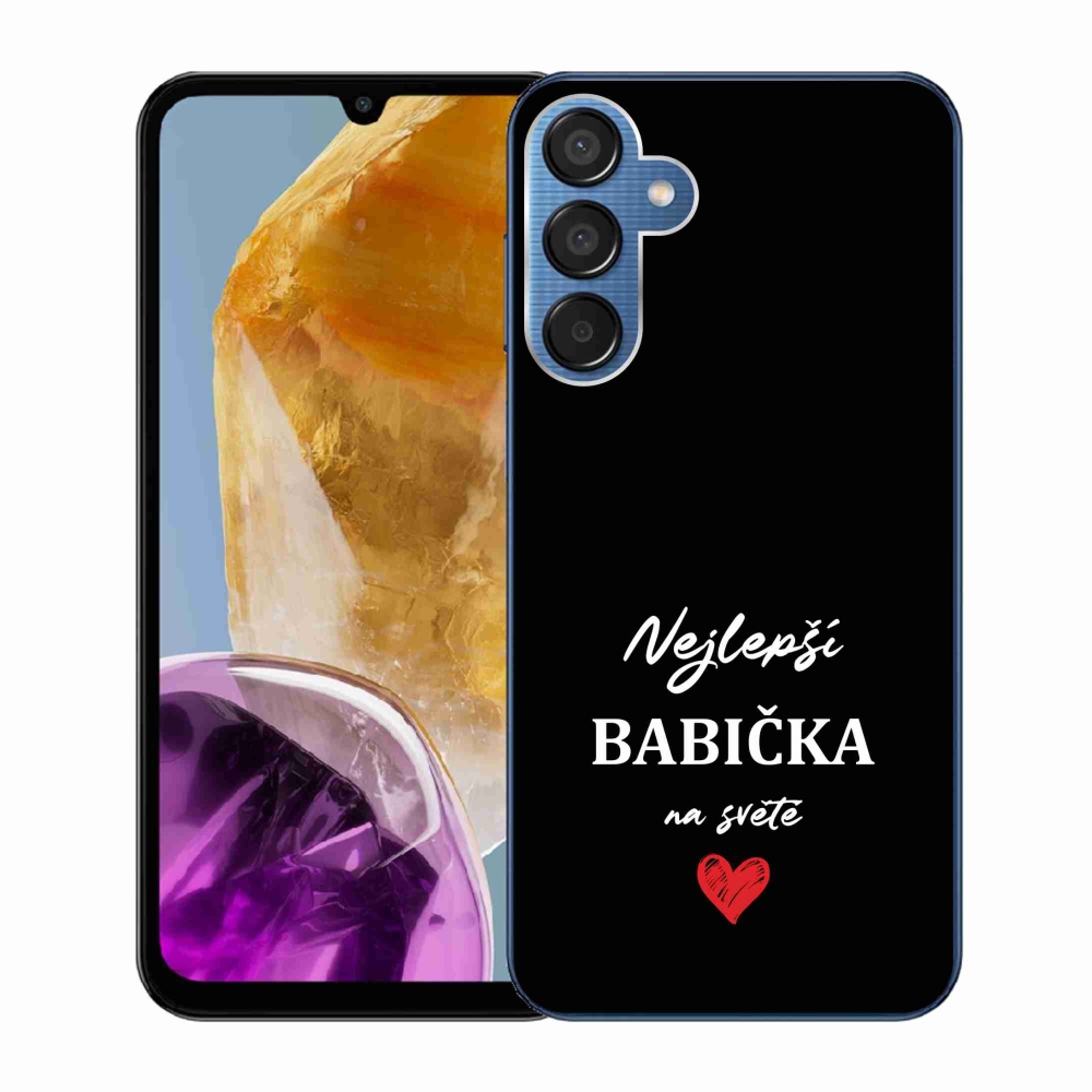 Gelový kryt mmCase na Samsung Galaxy M15 5G - nejlepší babička 1 černé pozadí