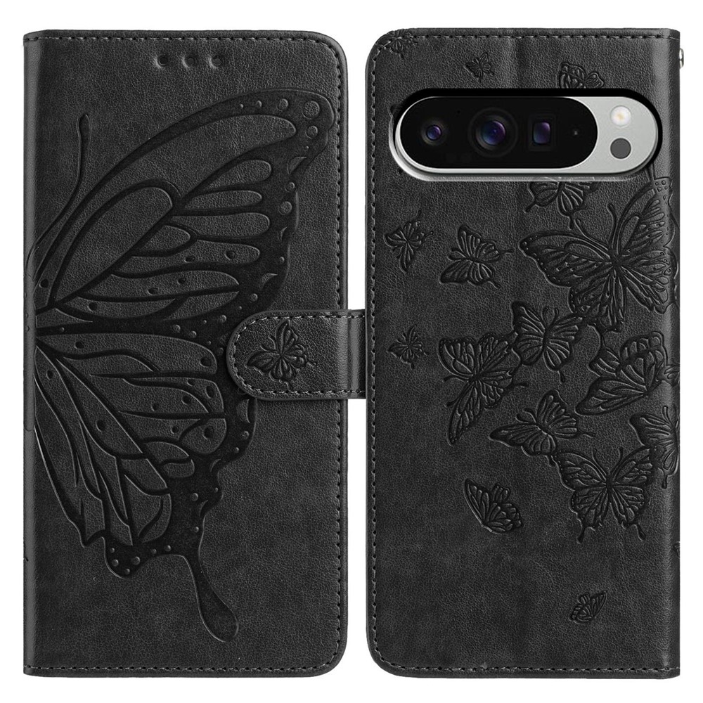Floral Butterfly knížkové pouzdro na Google Pixel 10 Pro XL/Pixel 9 Pro XL - černé