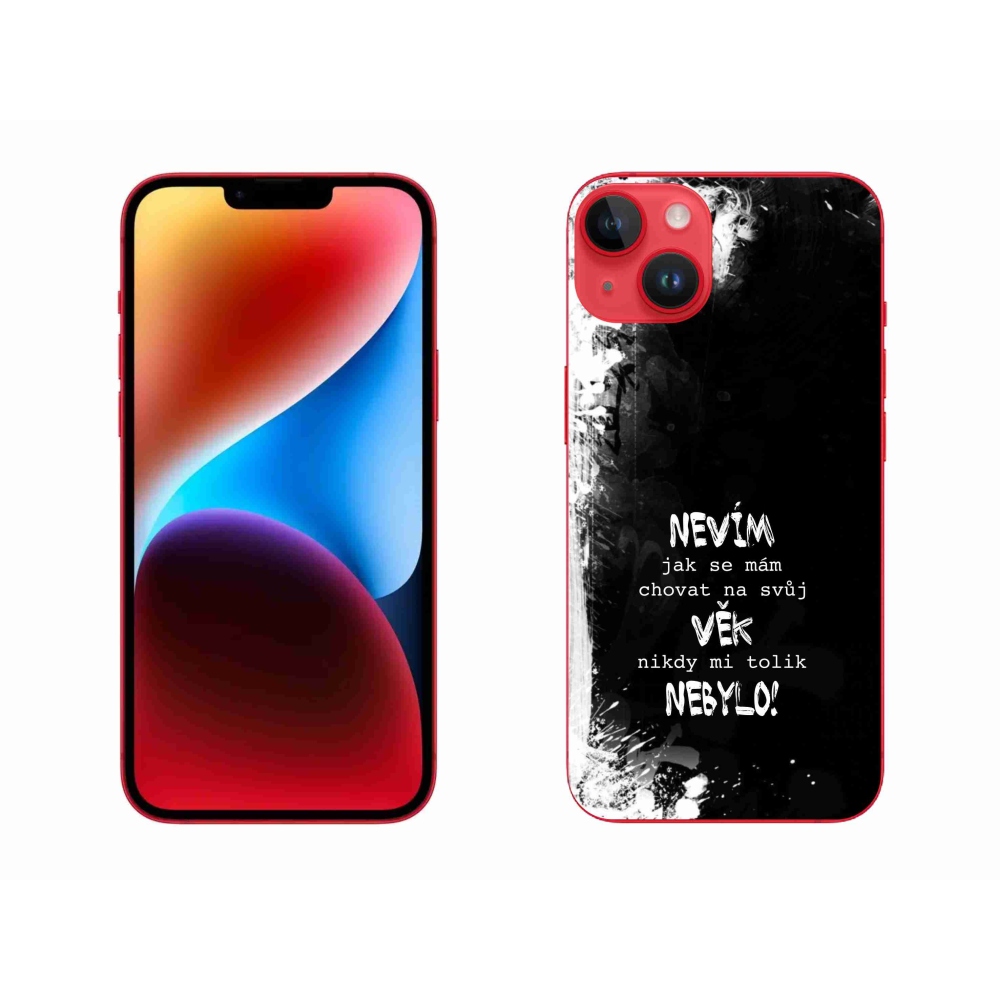 Gelový kryt mmCase na iPhone 14 Plus - vtipný text 14 černé pozadí