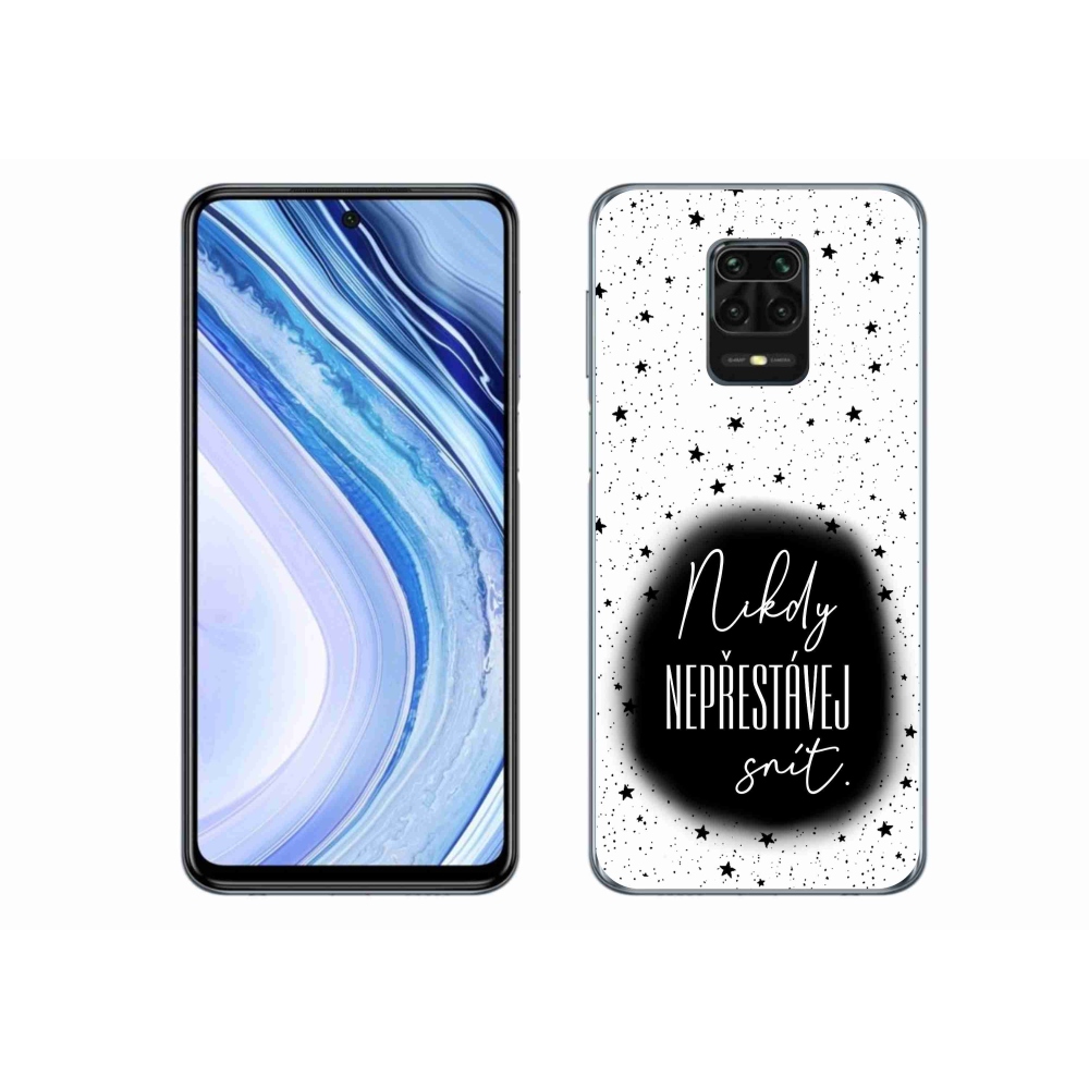 Gelový kryt mmCase na Xiaomi Redmi Note 9S - citát 1 černobílé pozadí