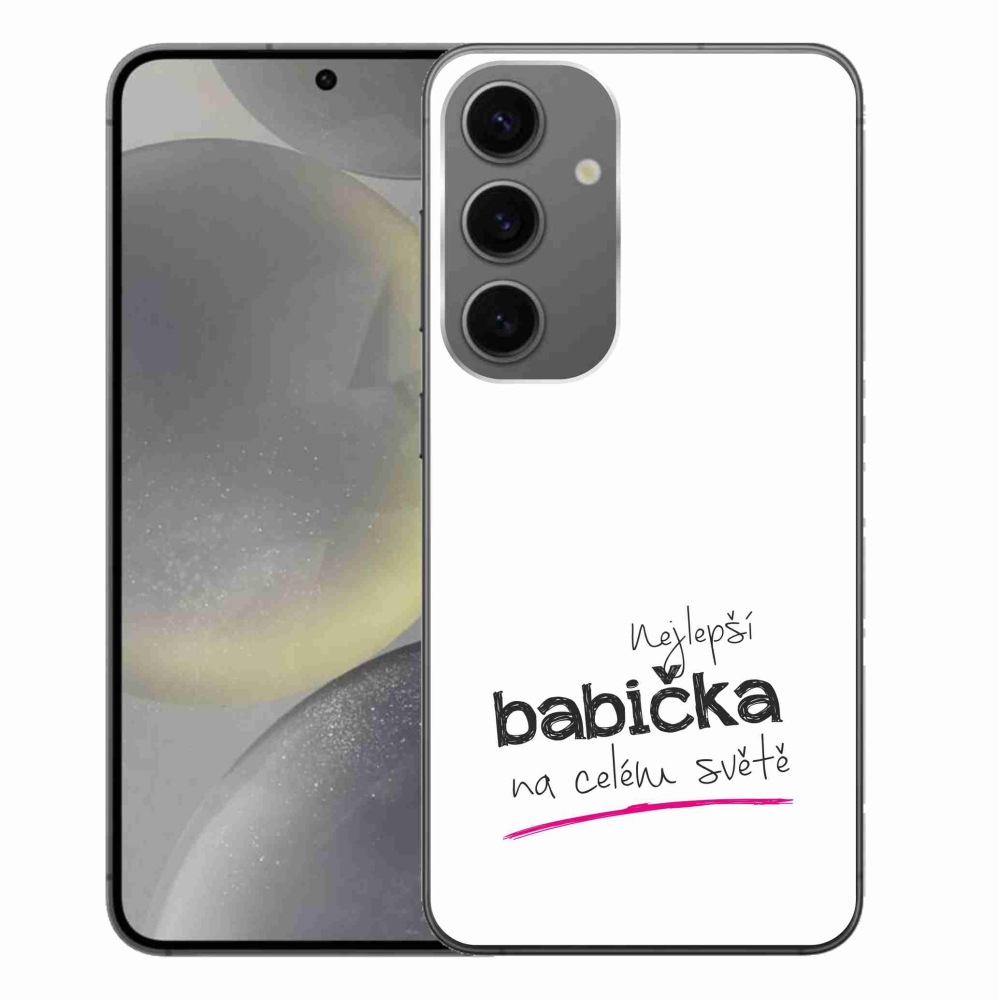 Gelový kryt mmCase na Samsung Galaxy S24+ - nejlepší babička 4 bílé pozadí