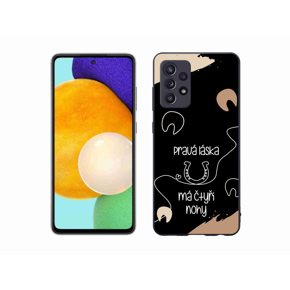 Gelový kryt mmCase na Samsung Galaxy A52/A52 5G - koňský motiv černé pozadí