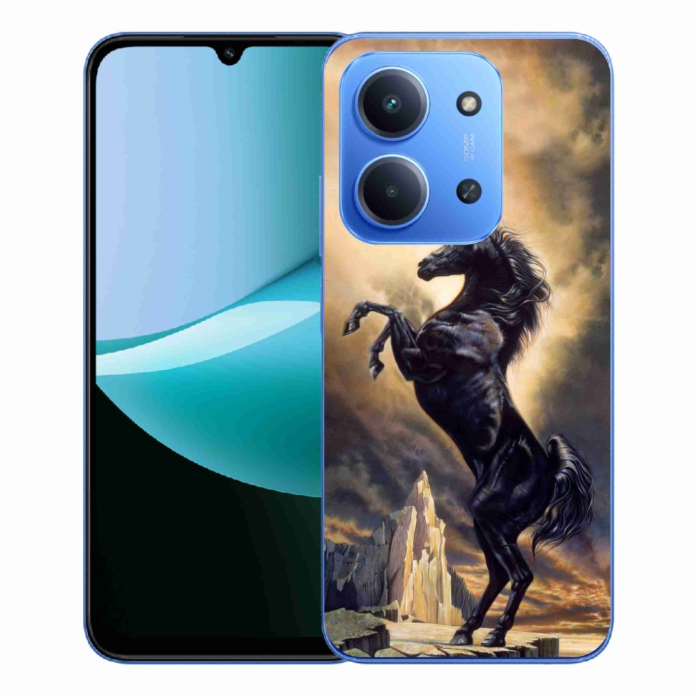 Gelový kryt mmCase na Xiaomi Redmi 15C 4G/5G (173mm) - černý kreslený kůň