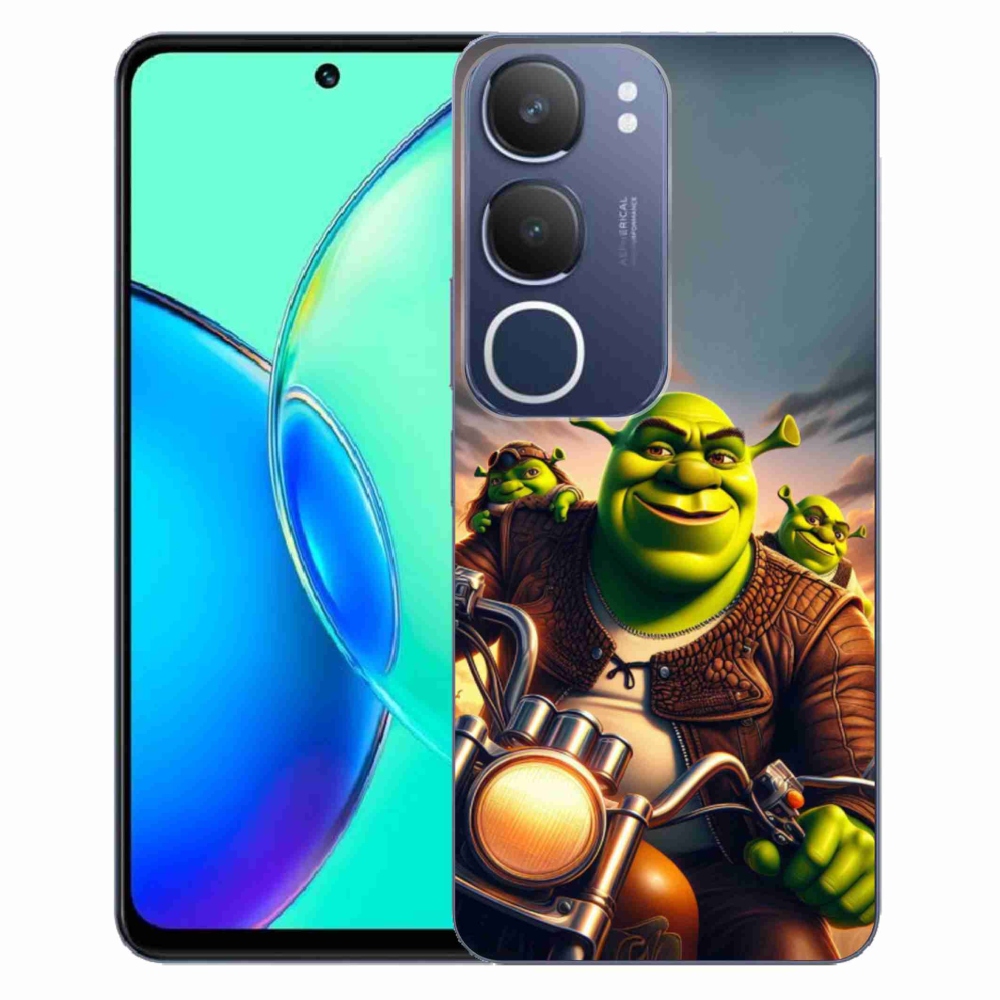 Gelový kryt mmCase na Vivo Y19s - shrek na motorce