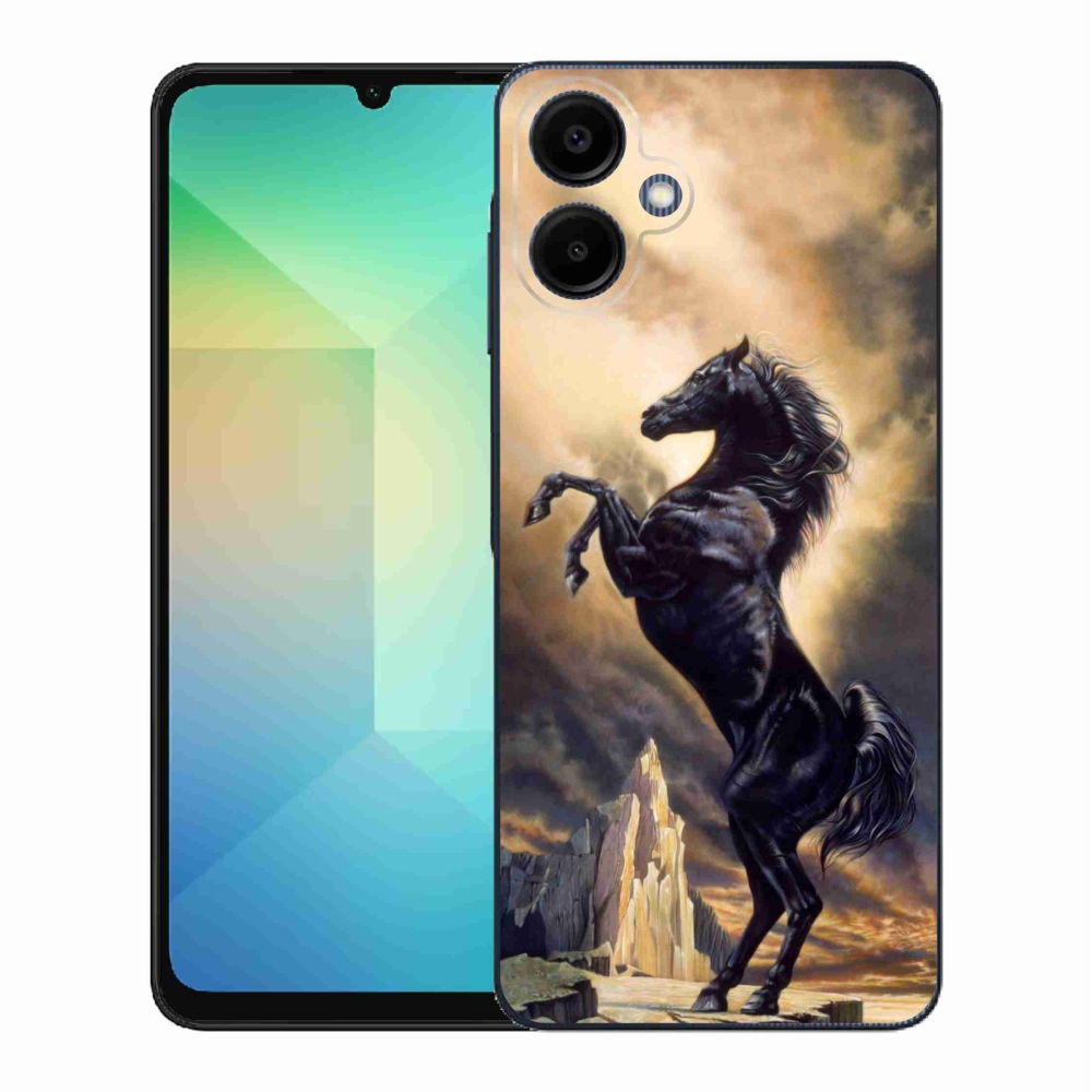 Gelový kryt mmCase na Samsung Galaxy A06 4G - černý kreslený kůň