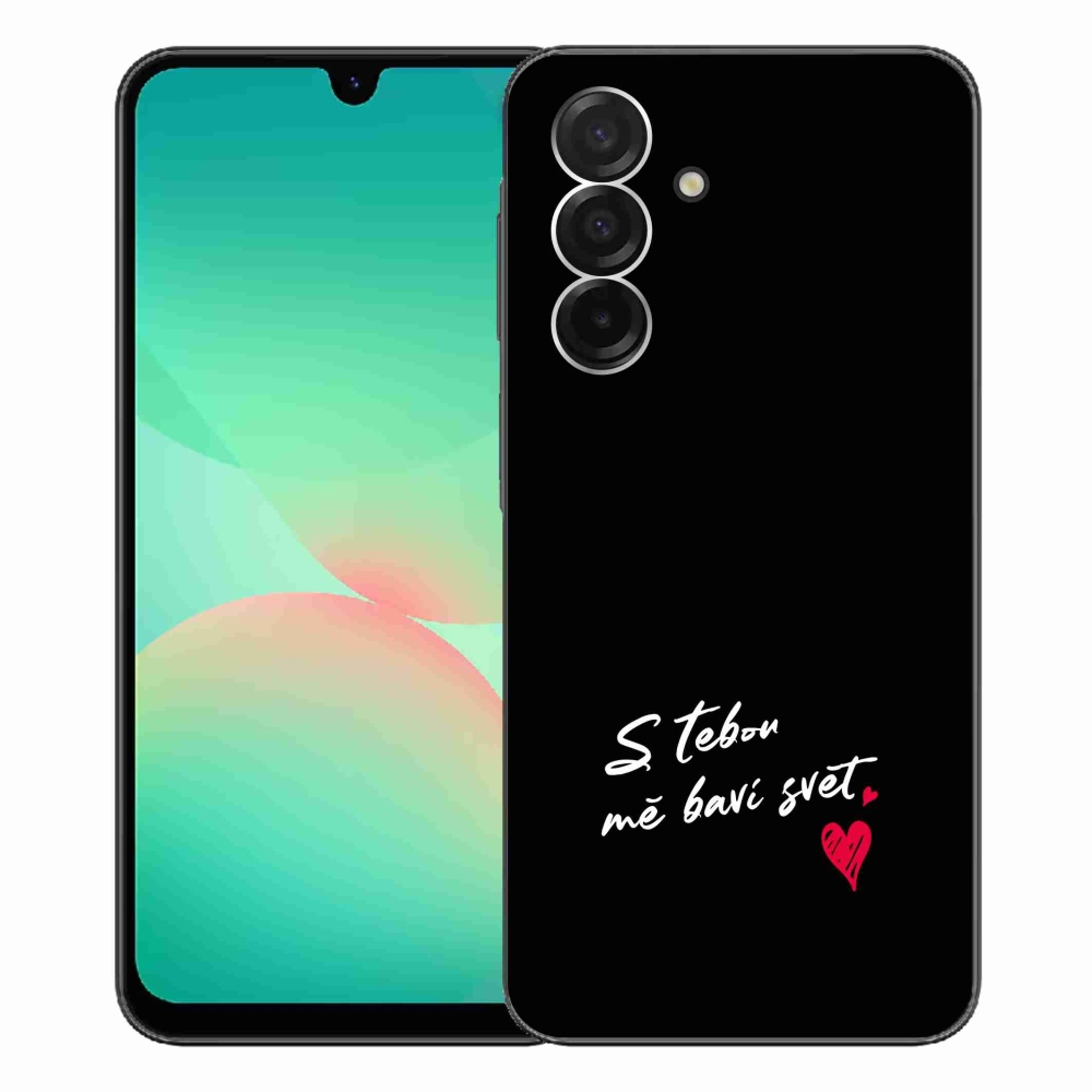Gelový kryt mmCase na Samsung Galaxy A26 5G - zamilovaný text 1 černé pozadí