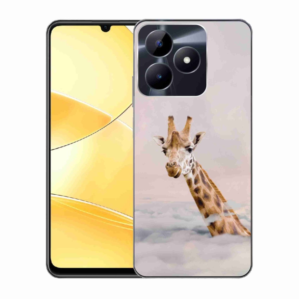 Gelový kryt mmCase na Realme C51/C53 - žirafa v oblacích