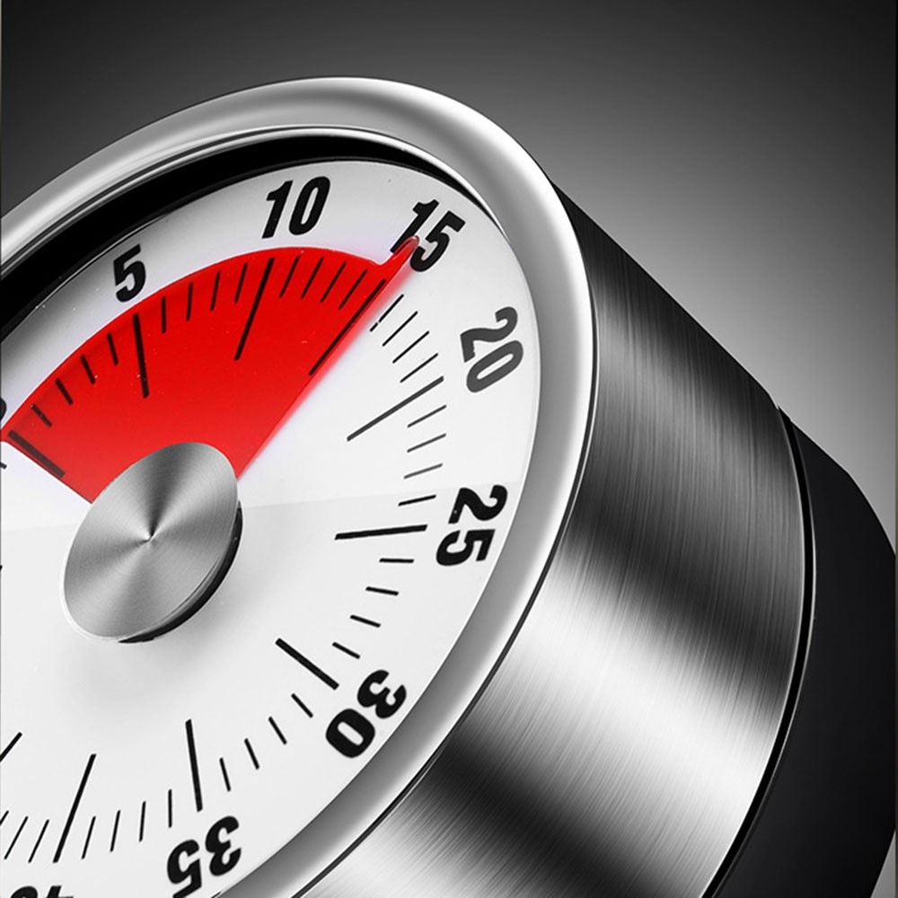 Mechanický kuchyňský časovač z nerezové oceli - bílý