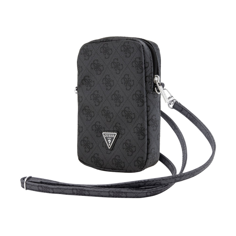 Guess PU 4G Triangle Logo Taška na Telefon se Zipem Black