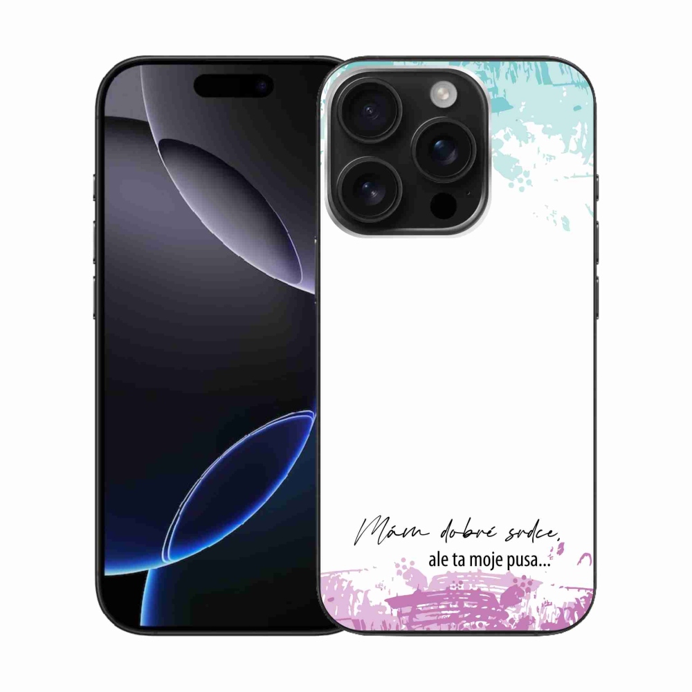 Gelový kryt mmCase na iPhone 16 Pro - vtipný text 3 bílé pozadí