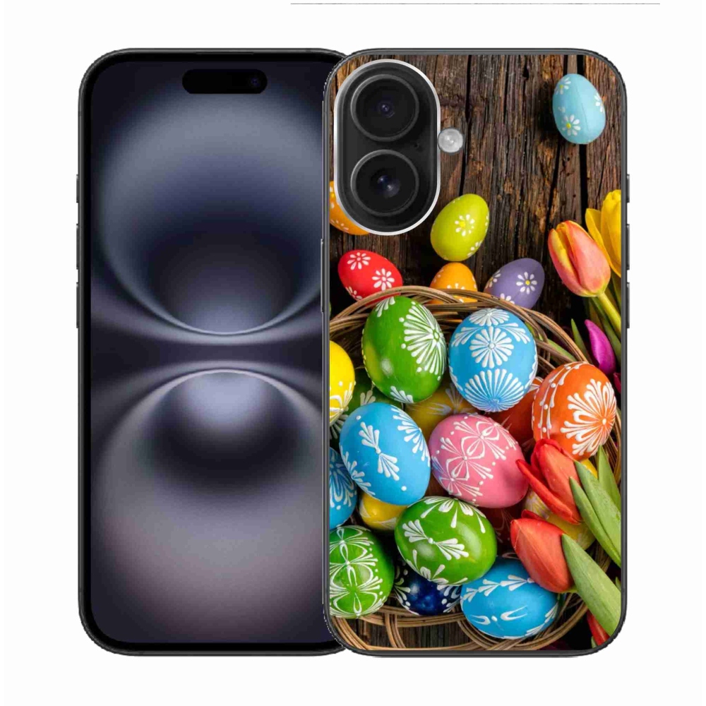 Gelový kryt mmCase na iPhone 16 - velikonoční vajíčka