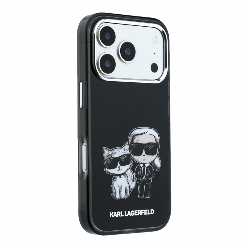 Karl Lagerfeld PU Semi Wrap Smooth Sketch Bodies Magsafe Zadní Kryt pro iPhone 18 Pro Black