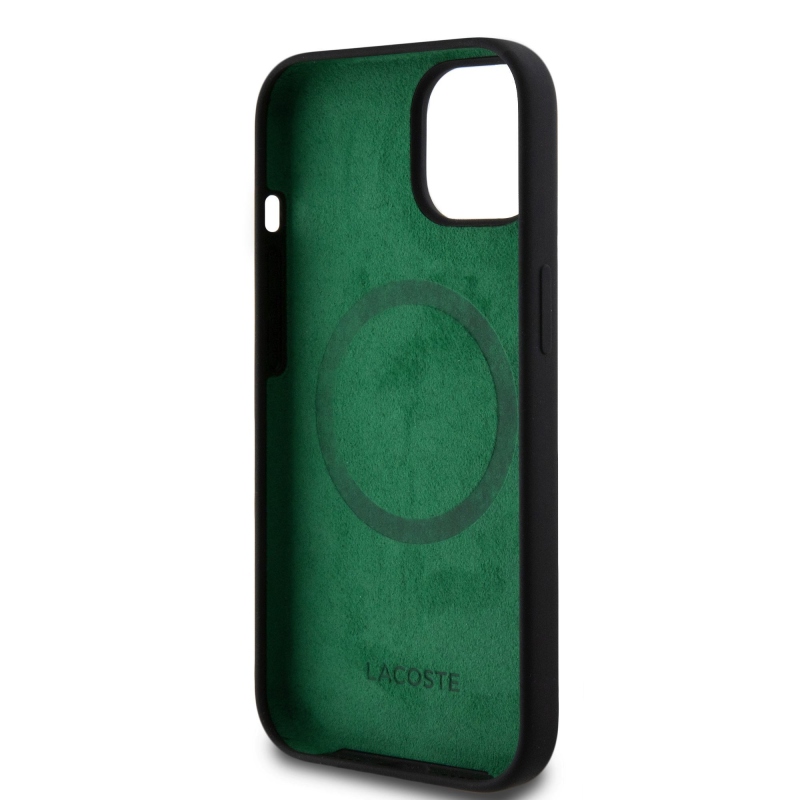 Lacoste Liquid Silicone Microfiber Croc Logo Magsafe Zadní Kryt pro iPhone 15 Black