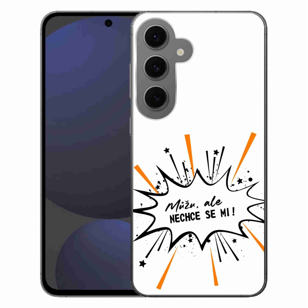 Gelový kryt mmCase na Samsung Galaxy S24 FE - vtipný text 11 bílé pozadí
