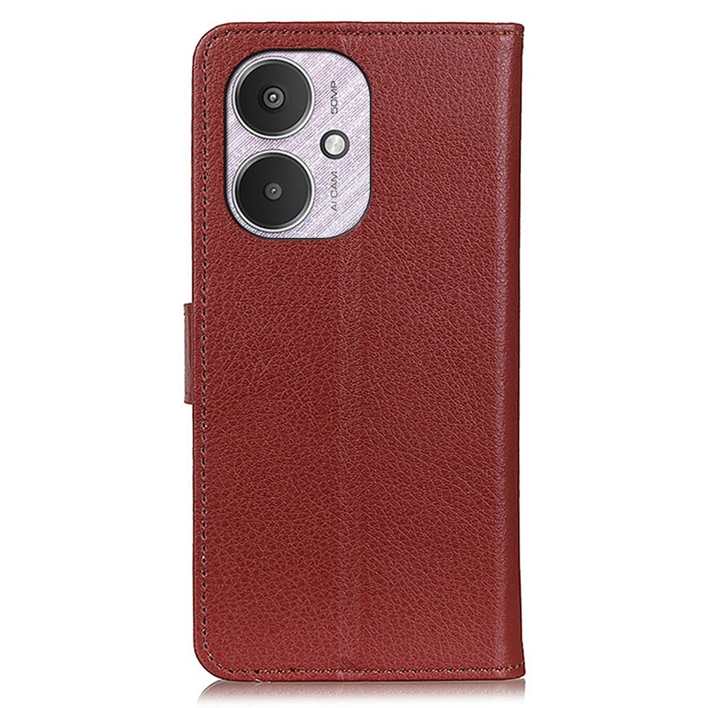 Litchie knížkové pouzdro na Xiaomi Poco C65/Redmi 13C 4G/5G - hnědé