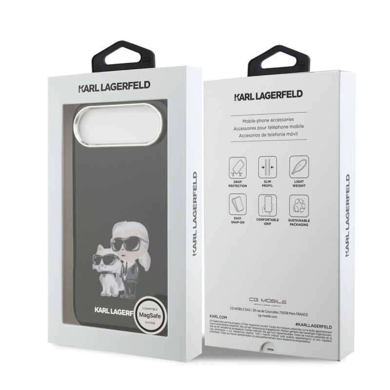 Karl Lagerfeld IML Aquarelle Karl and Choupette Zadní Kryt pro iPhone Air Black