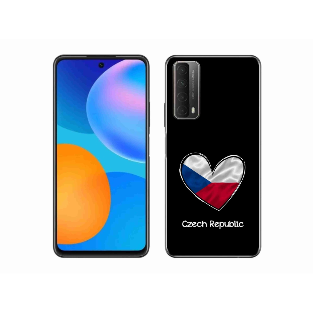 Gelový kryt mmCase na Huawei P Smart (2021) - vlajka srdce černé pozadí