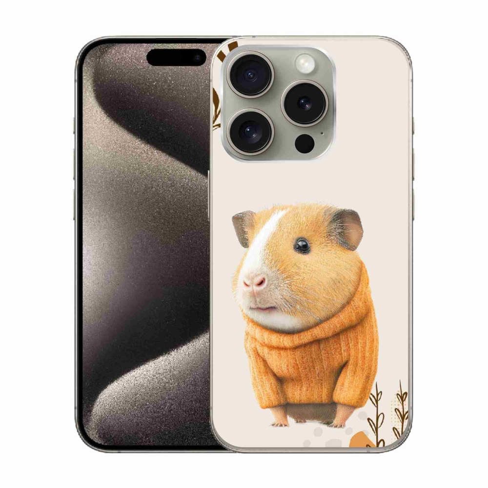 Gelový kryt mmCase na iPhone 15 Pro - morče ve svetru