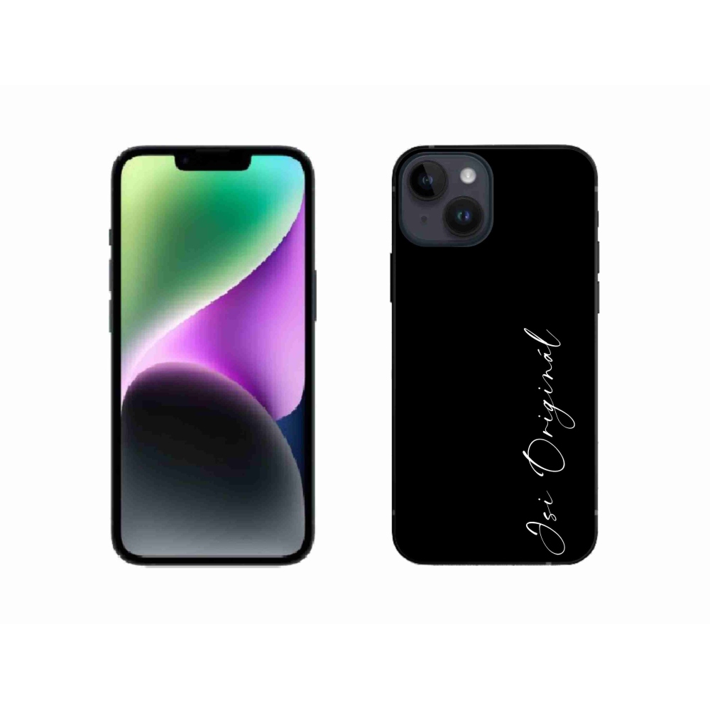 Gelový kryt mmCase na iPhone 14 - jsi originál černé pozadí
