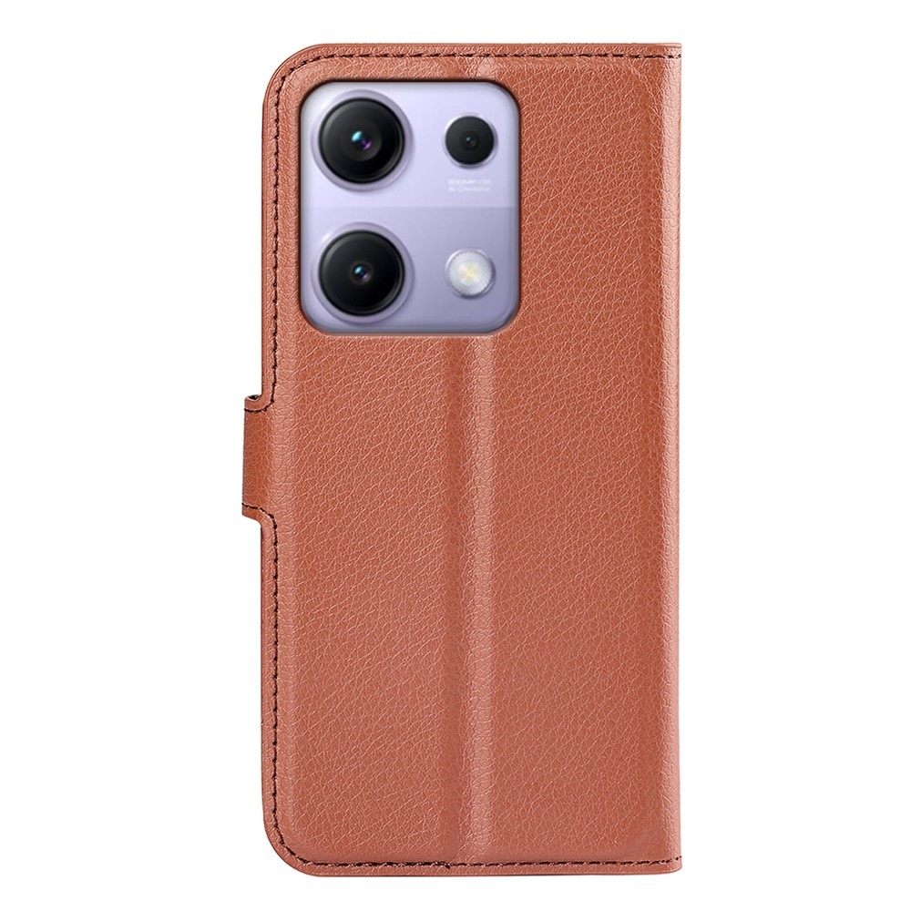 Litchi knížkové pouzdro na Xiaomi Redmi Note 14S - hnědé