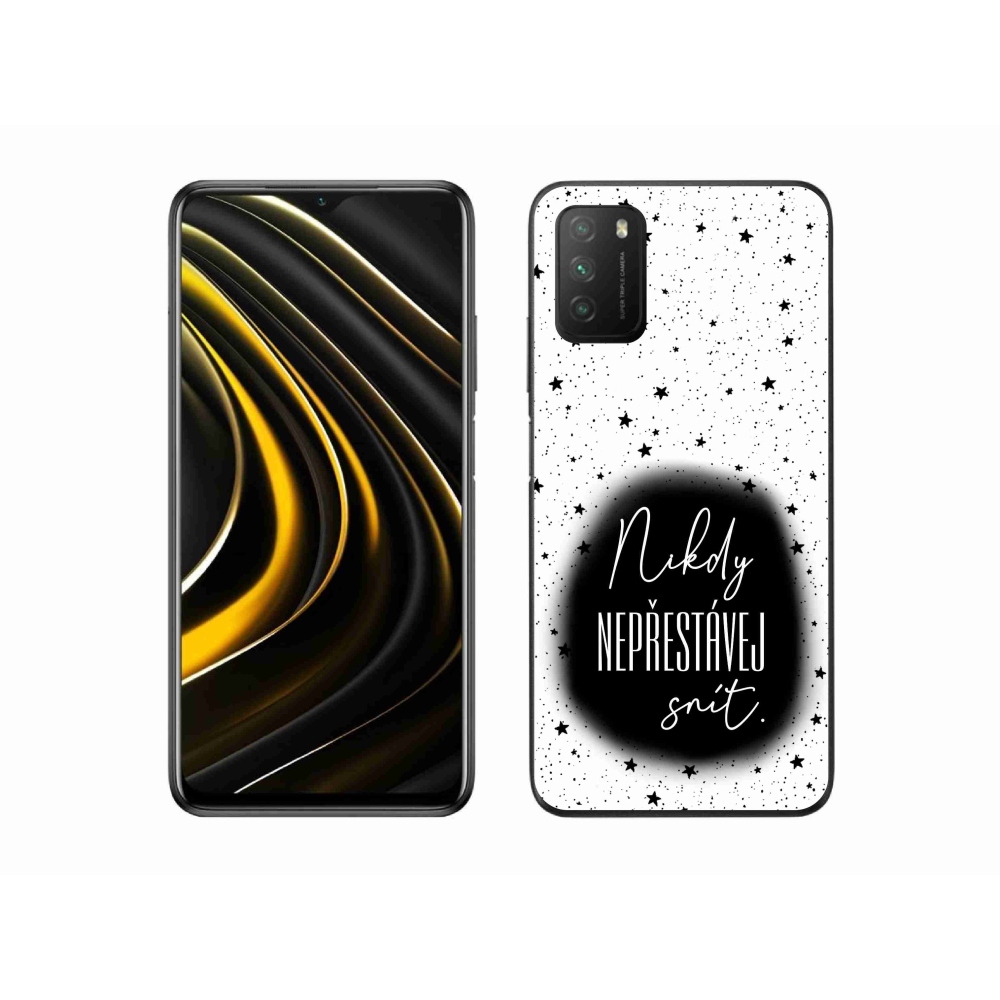 Gelový kryt mmCase na Xiaomi Poco M3 - citát 1 černobílé pozadí