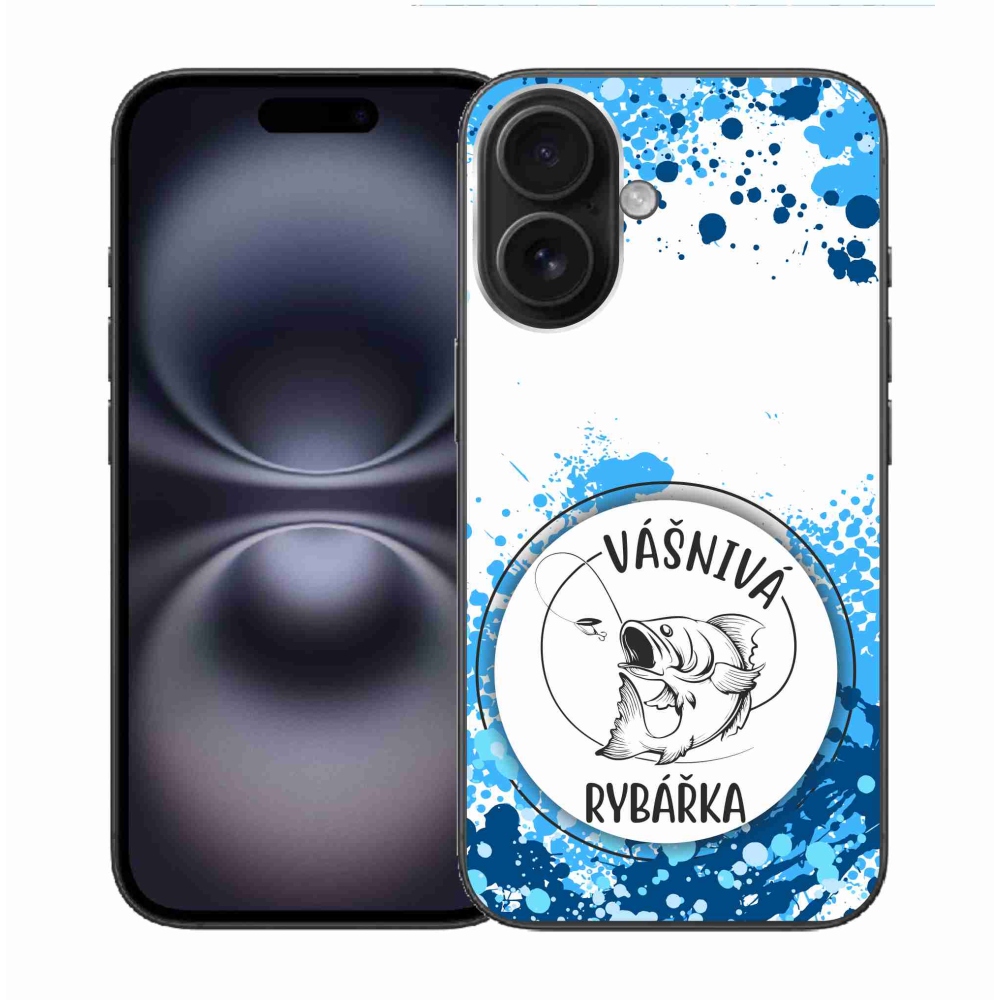 Gelový kryt mmCase na iPhone 16 - vášnivá rybářka bílé pozadí