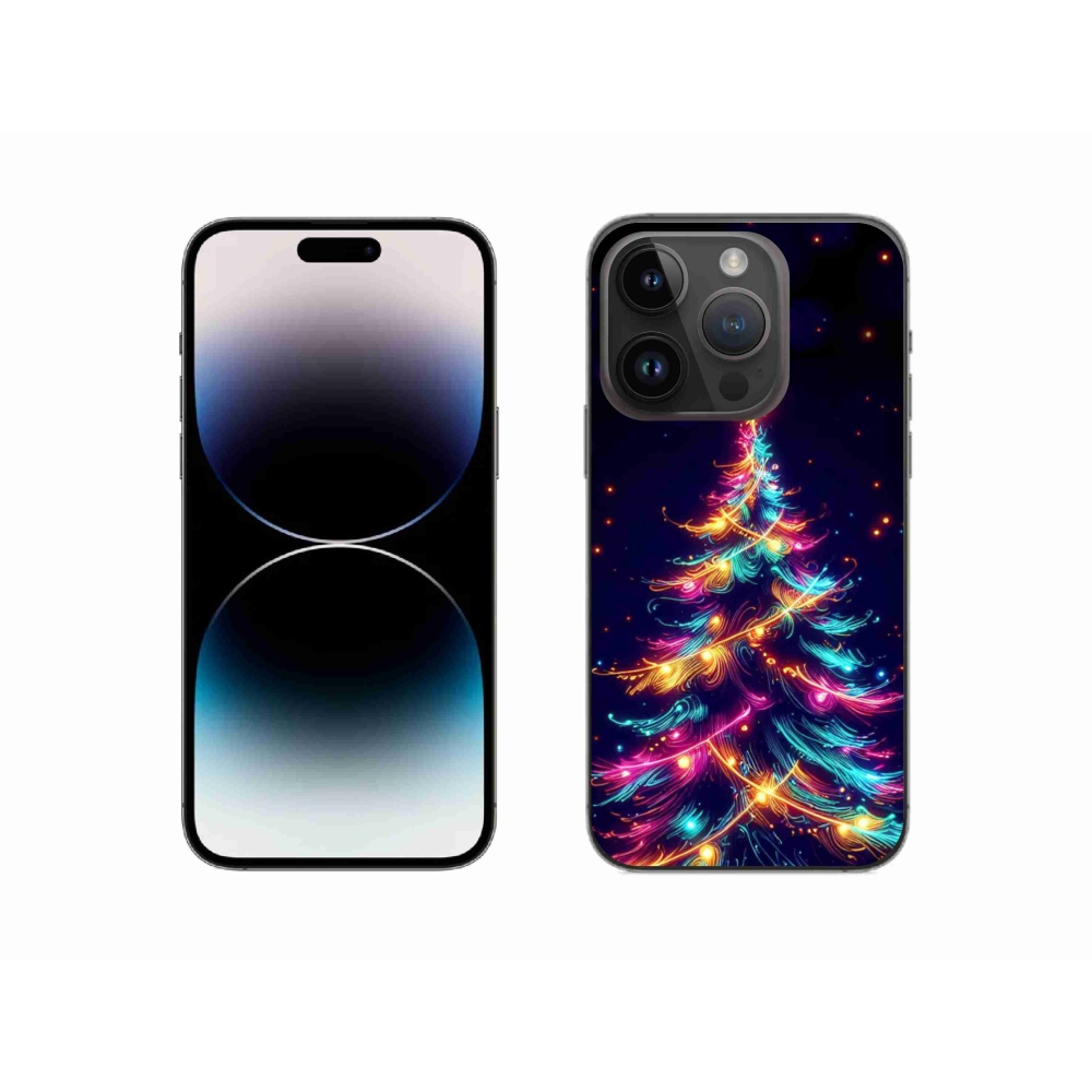 Gelový kryt mmCase na iPhone 14 Pro - neonový vánoční stromek