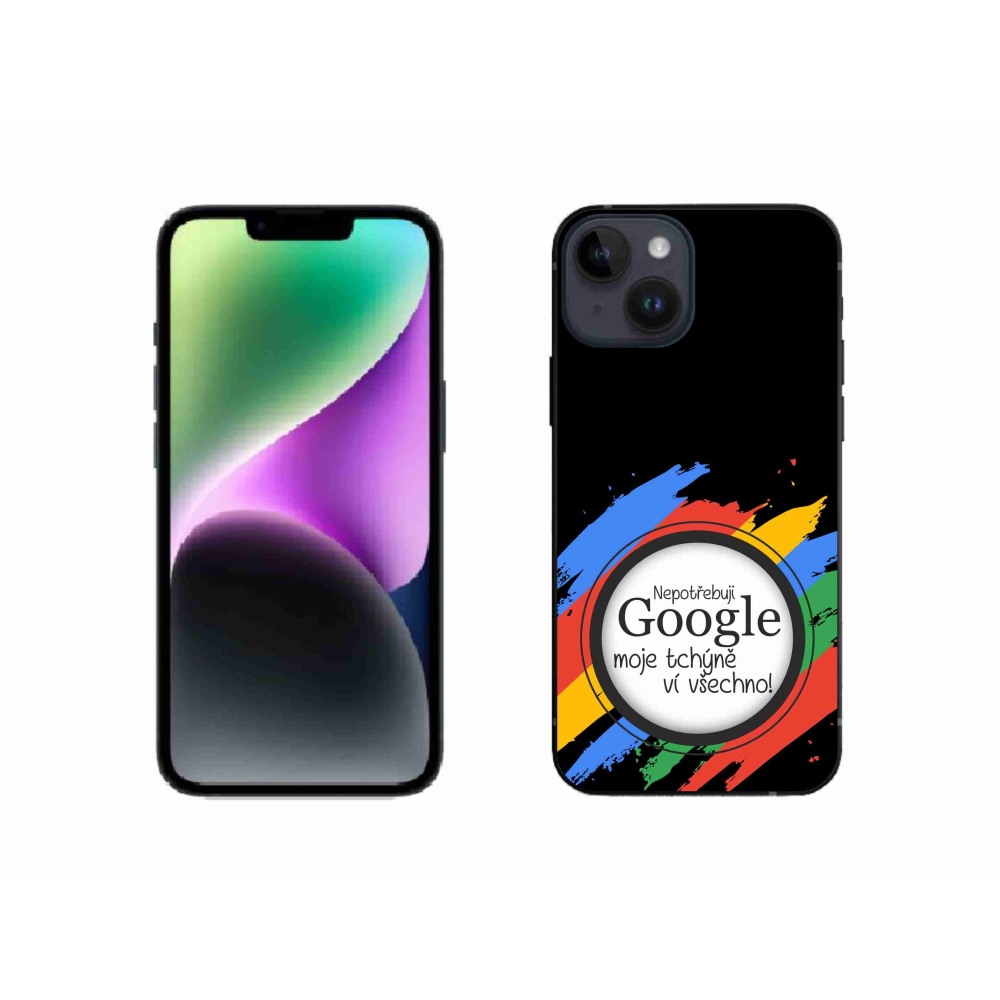 Gelový kryt mmCase na iPhone 14 - tchýně ví všechno černé pozadí