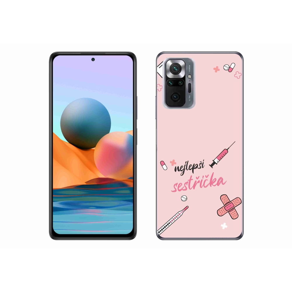 Gelový kryt mmCase na Xiaomi Redmi Note 10 Pro - nejlepší sestřička růžové pozadí