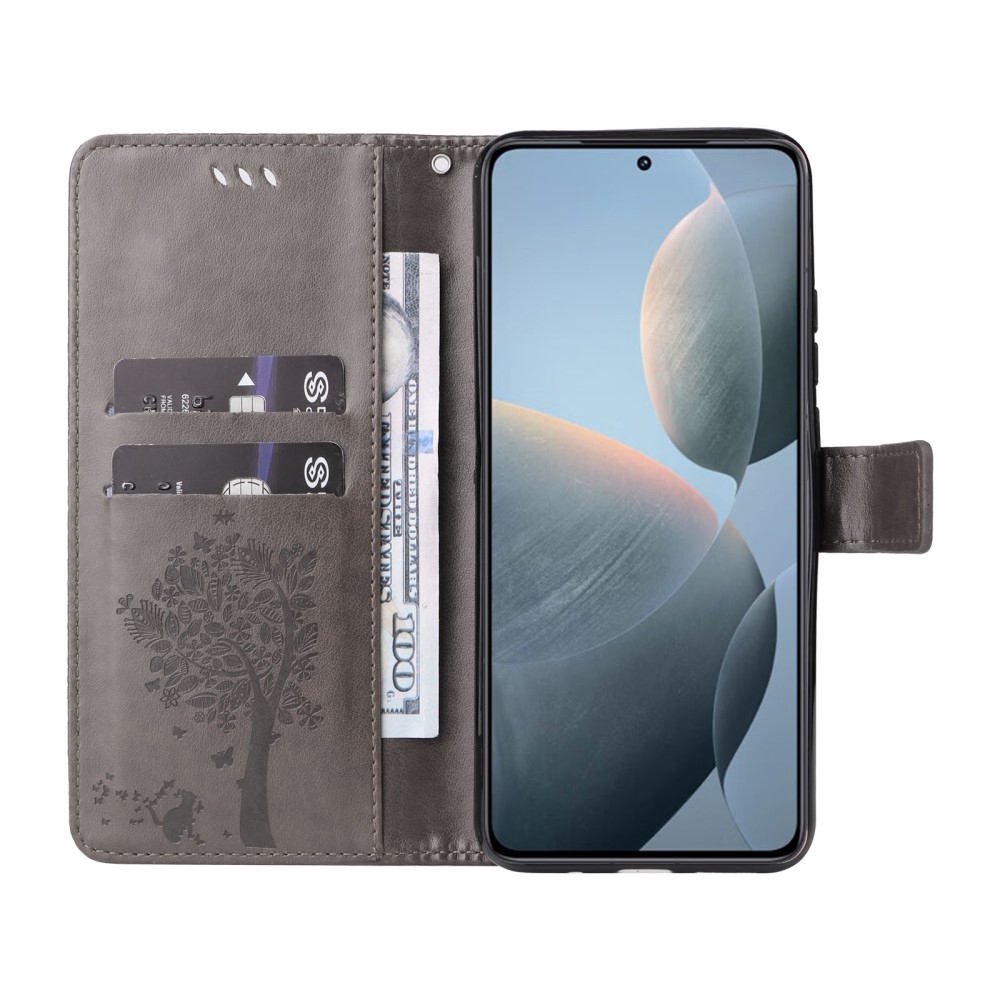 Trees knížkové pouzdro na Xiaomi 14T - šedé