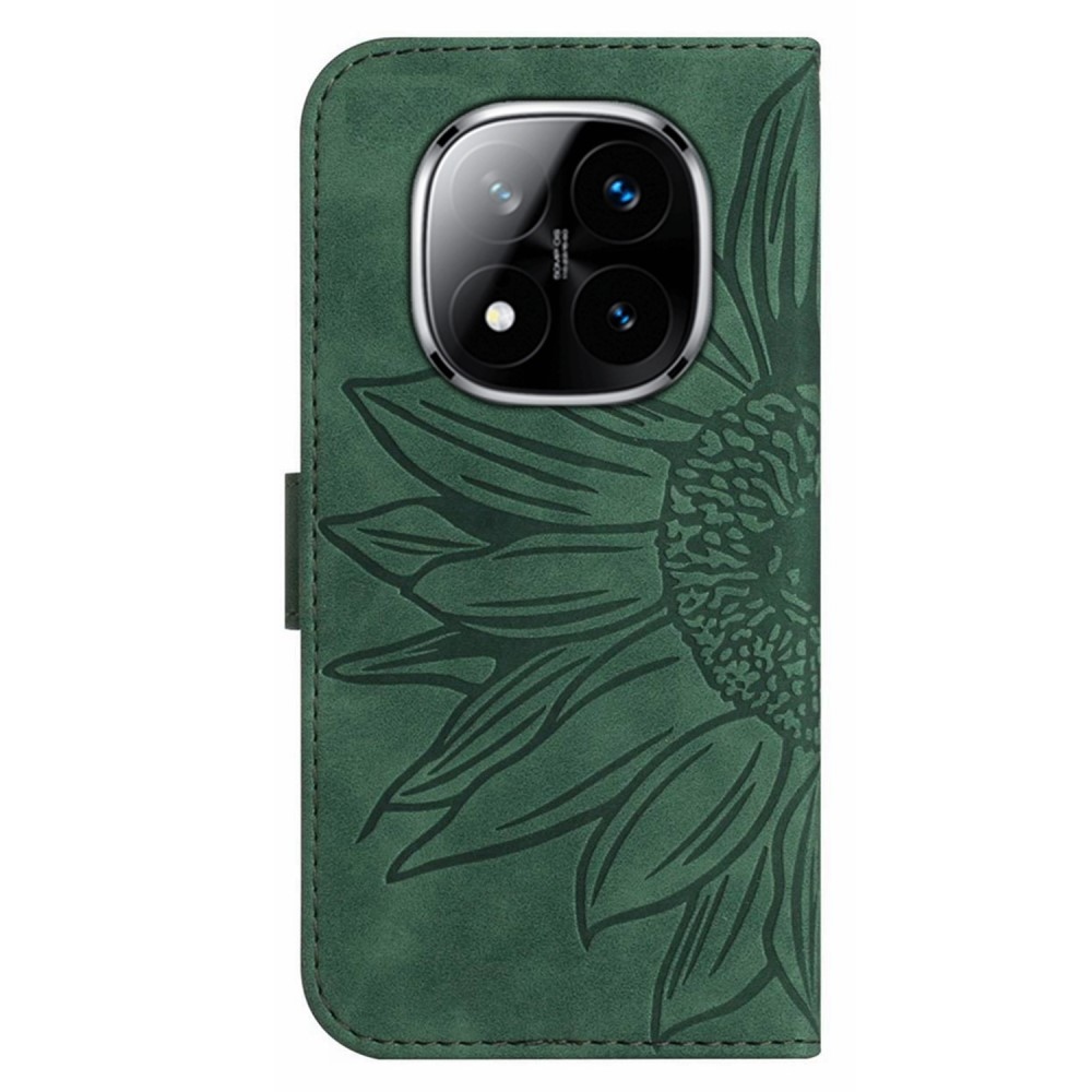 Sunflowers knížkové pouzdro na Xiaomi Redmi Note 14 Pro - tmavězelené