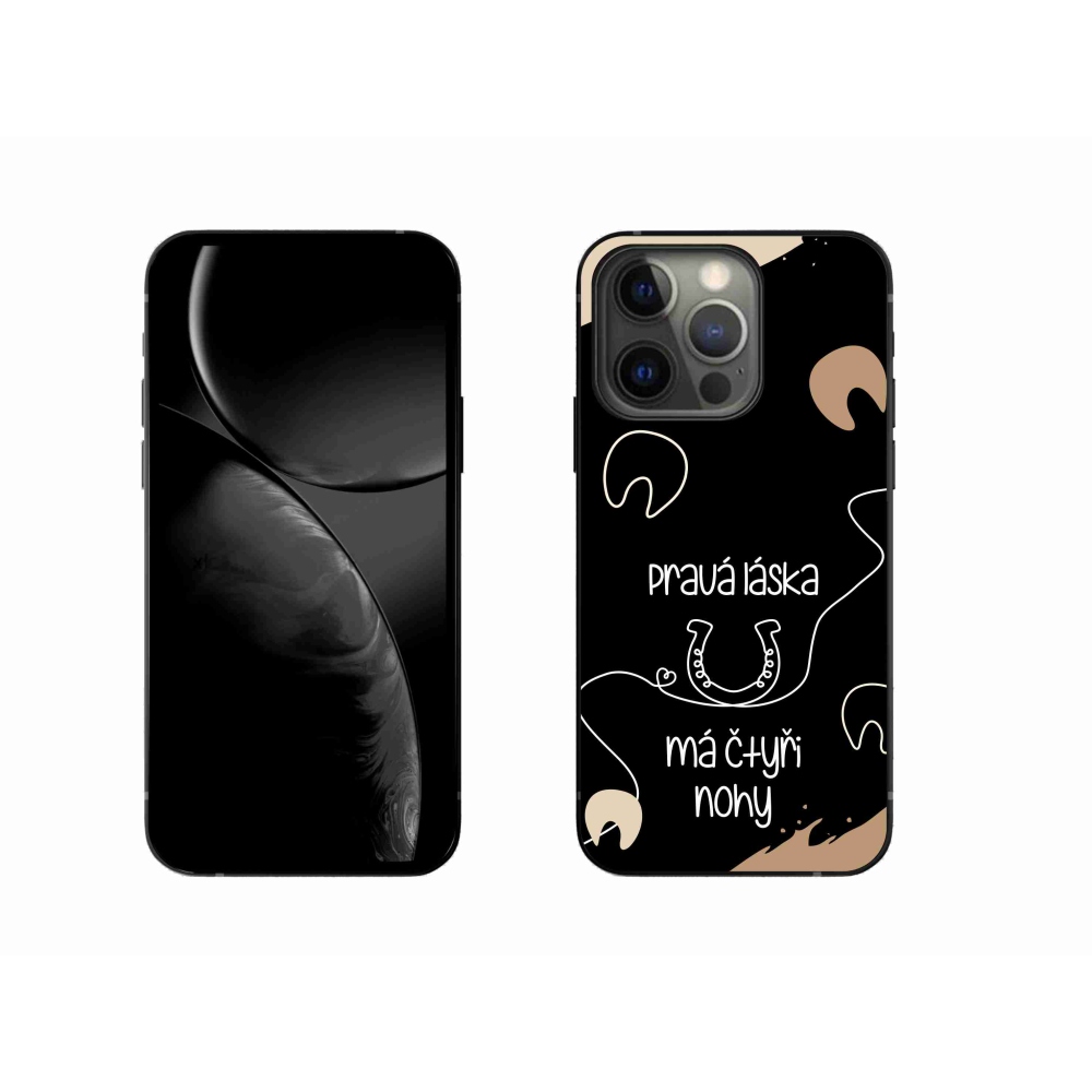 Gelový kryt mmCase na iPhone 13 Pro 6.1 - koňský motiv černé pozadí