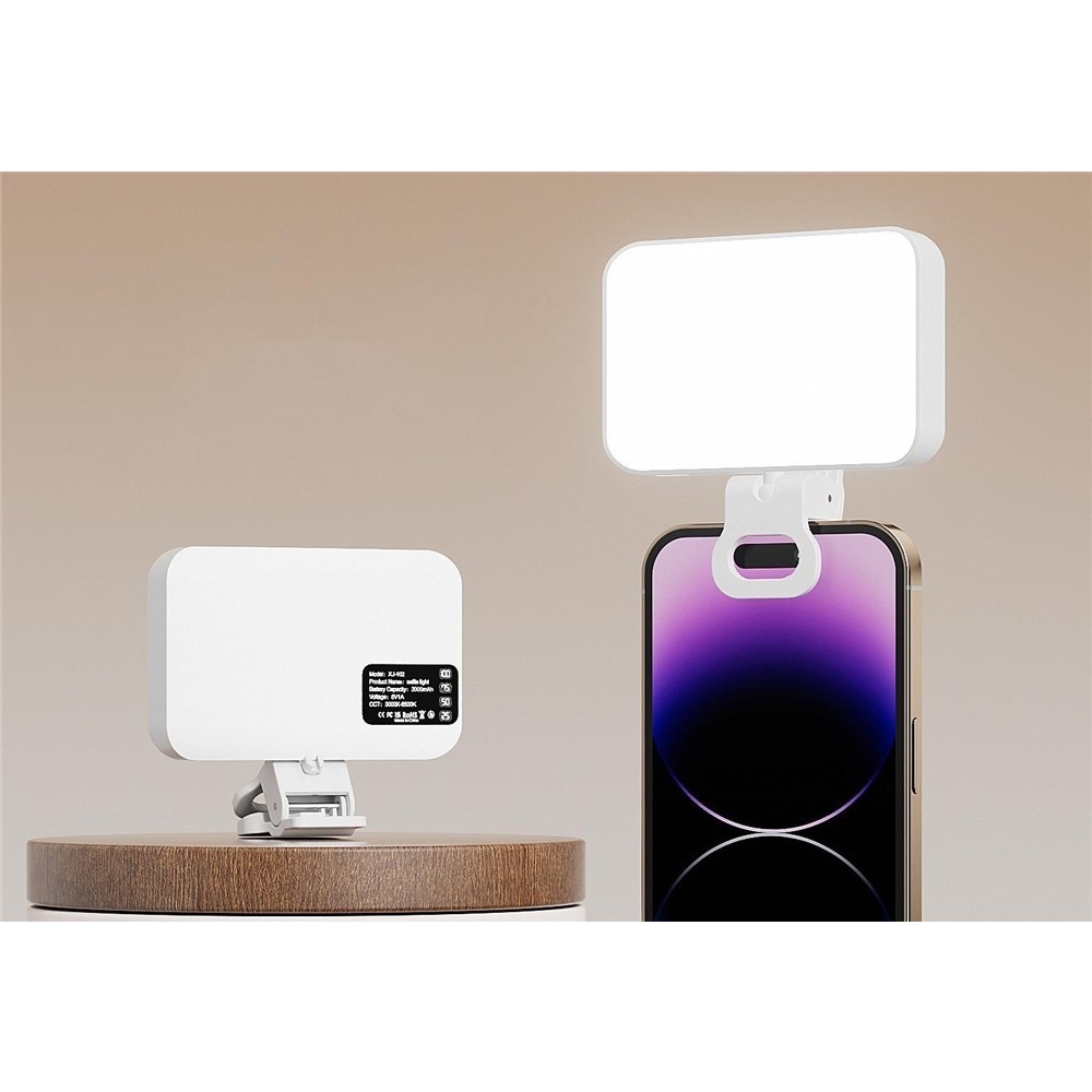 LED přisvětlovací světlo na mobil s klipem - bílé