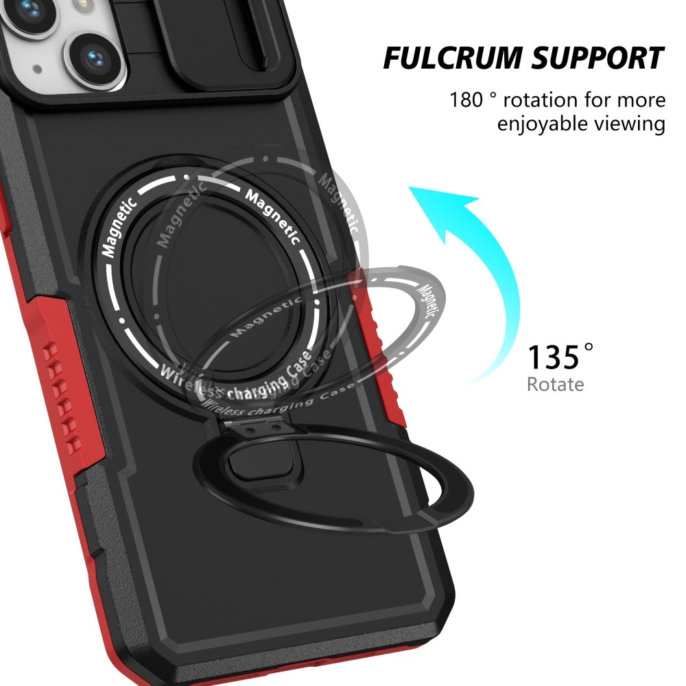 Fulcrum odolný kryt s ochranou fotoaparátu a s MagSafe na iPhone 14 - červený/černý