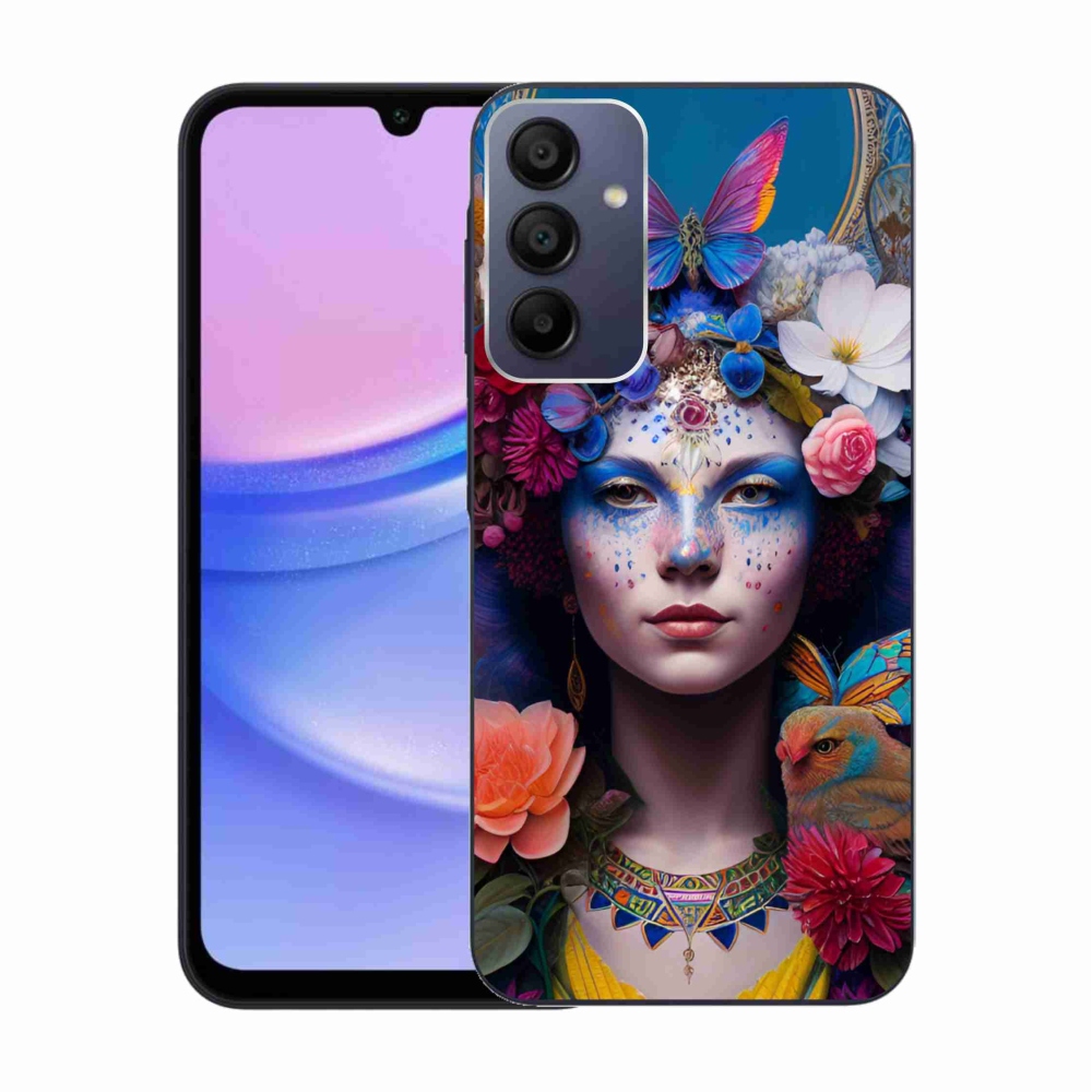 Gelový kryt mmCase na Samsung Galaxy A15 4G/5G - žena s květinami