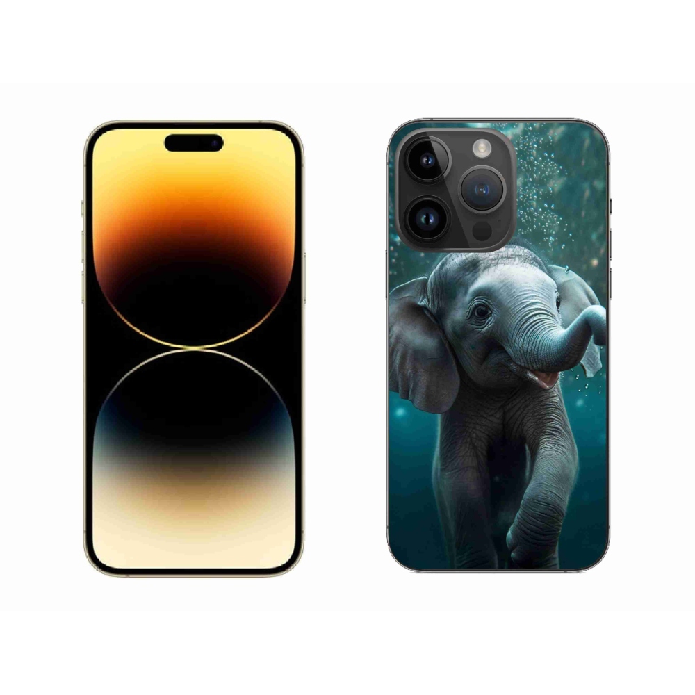 Gelový kryt mmCase na iPhone 14 Pro Max - slůně pod vodou