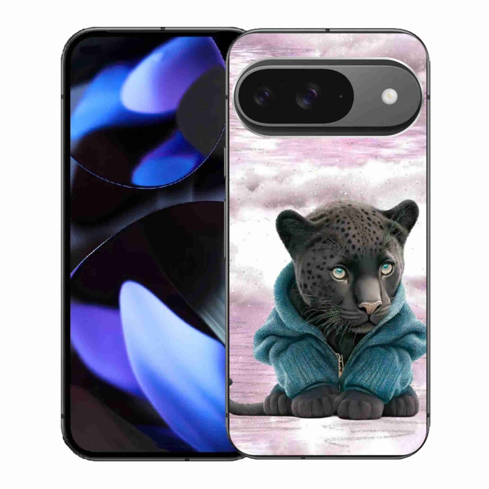 Gelový kryt mmCase na Google Pixel 9/9 Pro - černý panter ve svetru