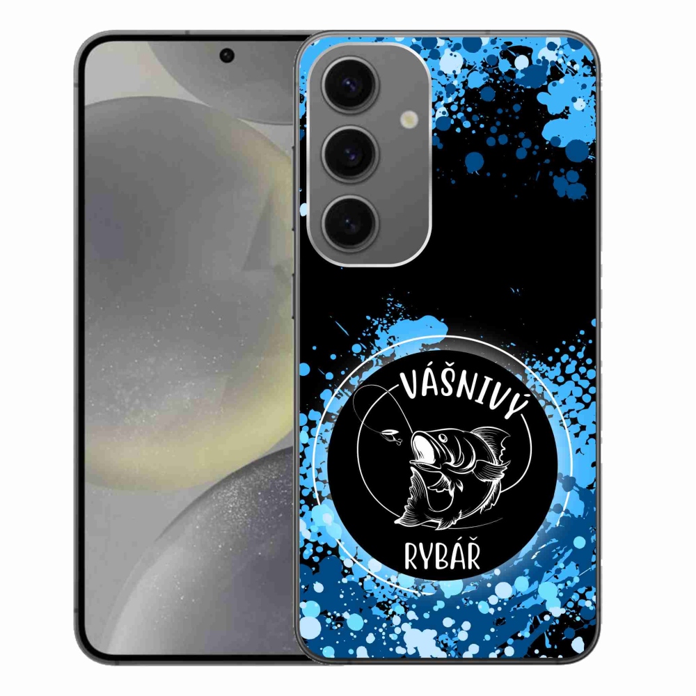 Gelový kryt mmCase na Samsung Galaxy S24+ - vášnivý rybář černé pozadí