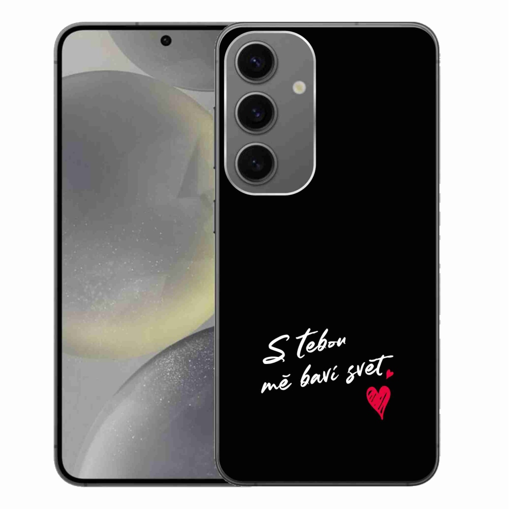 Gelový kryt mmCase na Samsung Galaxy S24+ - zamilovaný text 1 černé pozadí