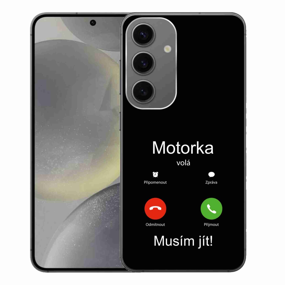 Gelový kryt mmCase na Samsung Galaxy S24+ - motorka volá černé pozadí