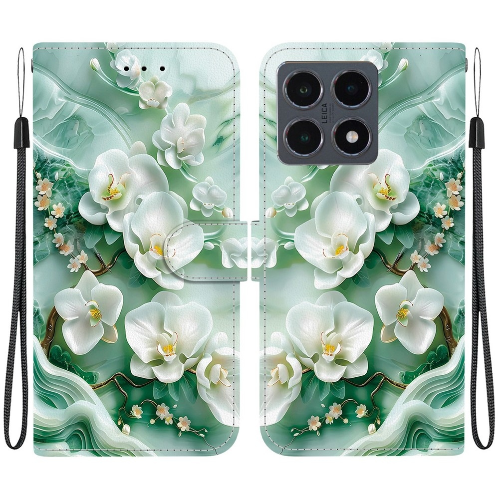 Versatile knížkové pouzdro na Xiaomi 15T - bílé květy
