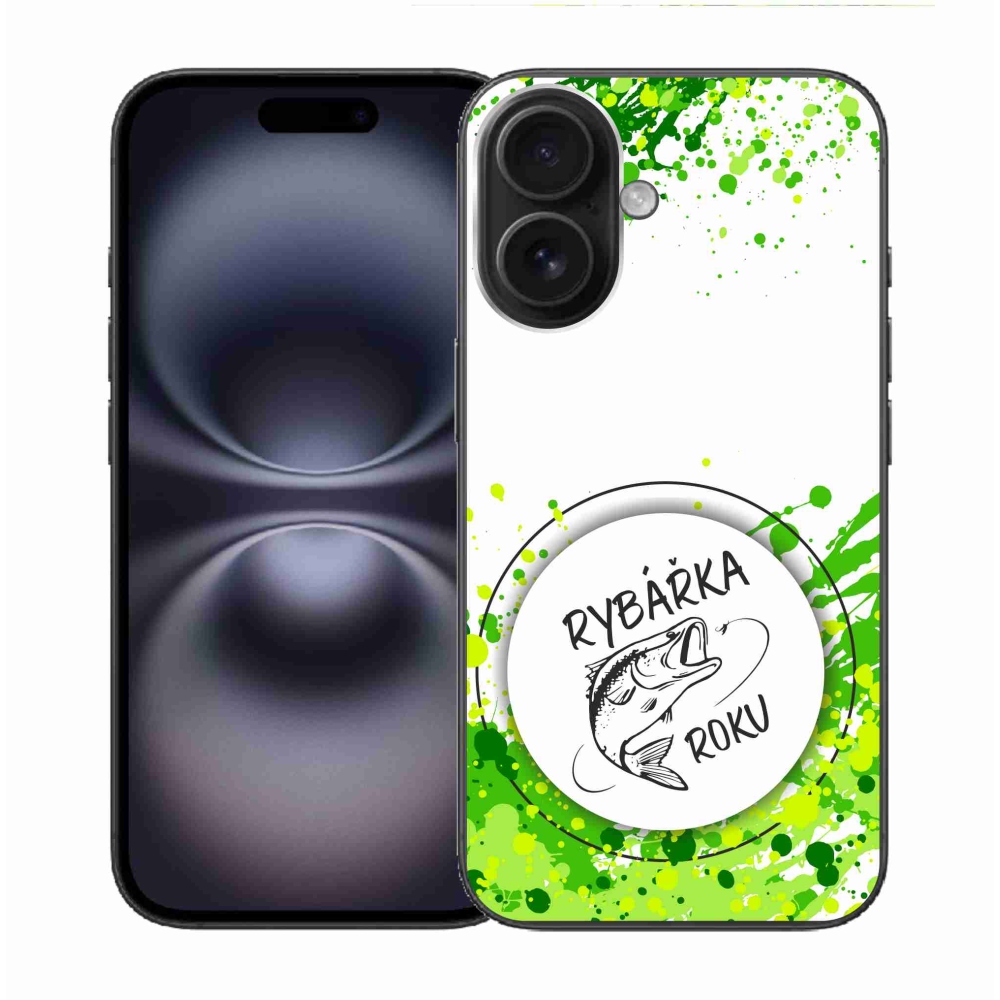 Gelový kryt mmCase na iPhone 16 - rybářka roku bílé pozadí