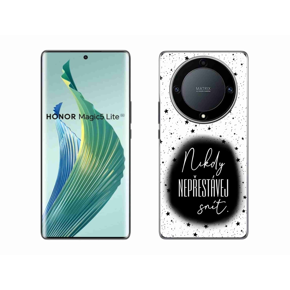 Gelový kryt mmCase na Honor Magic 5 Lite 5G - citát 1 černobílé pozadí