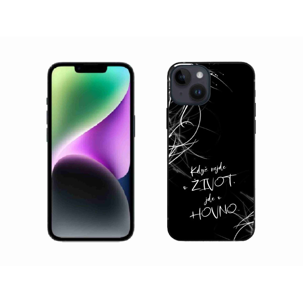 Gelový kryt mmCase na iPhone 14 - vtipný text 16 černé pozadí
