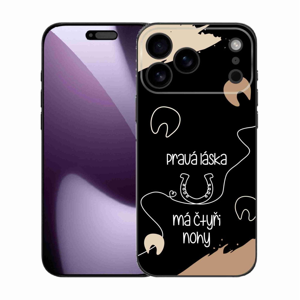 Gelový kryt mmCase na iPhone 17 Pro Max - koňský motiv černé pozadí