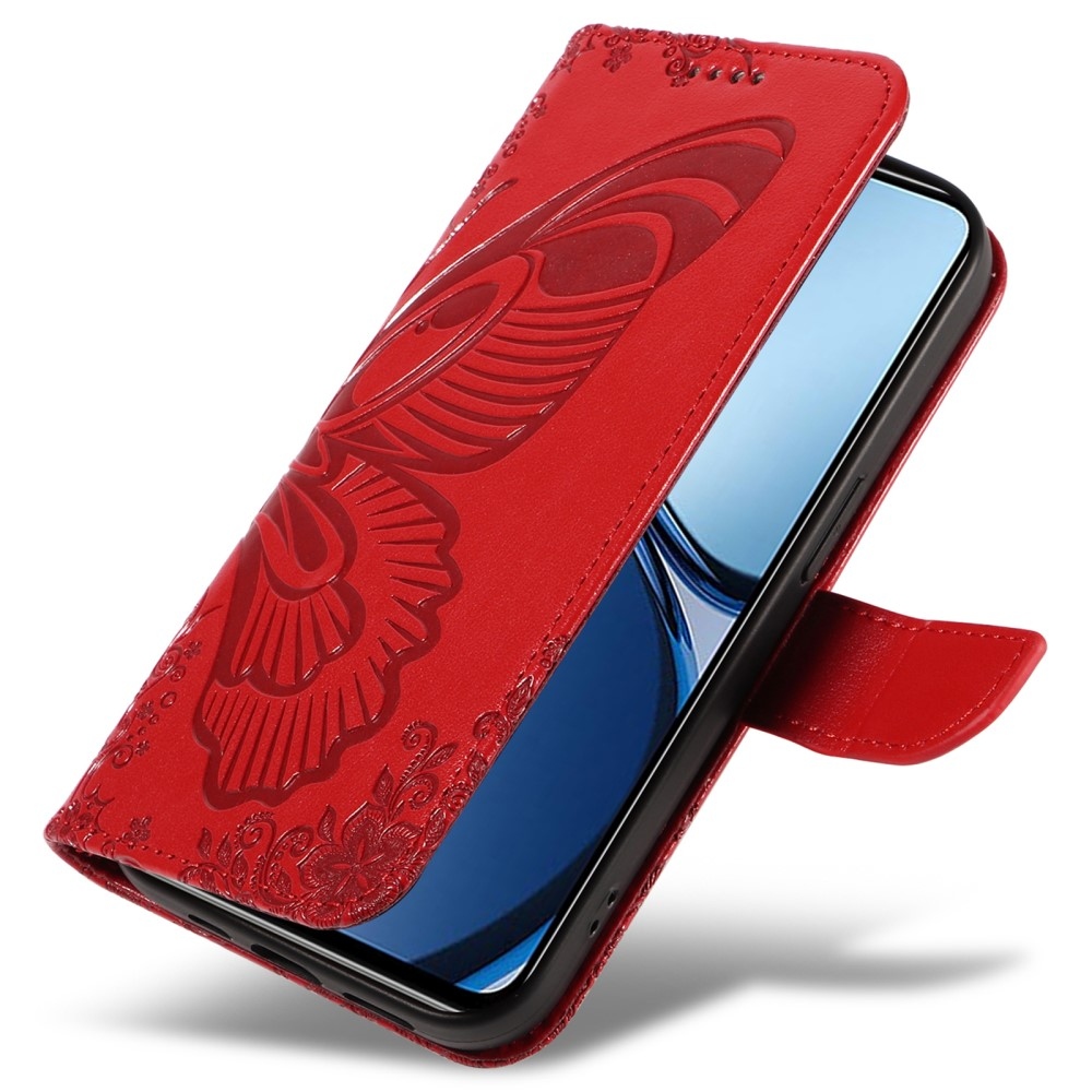 Floral Butterfly knížkové pouzdro na Realme C61/C63 - červené