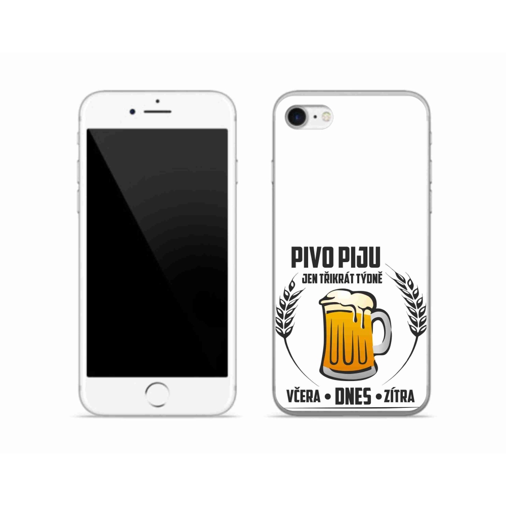 Gelový kryt mmCase na iPhone SE (2022) - pivní motiv bílé pozadí
